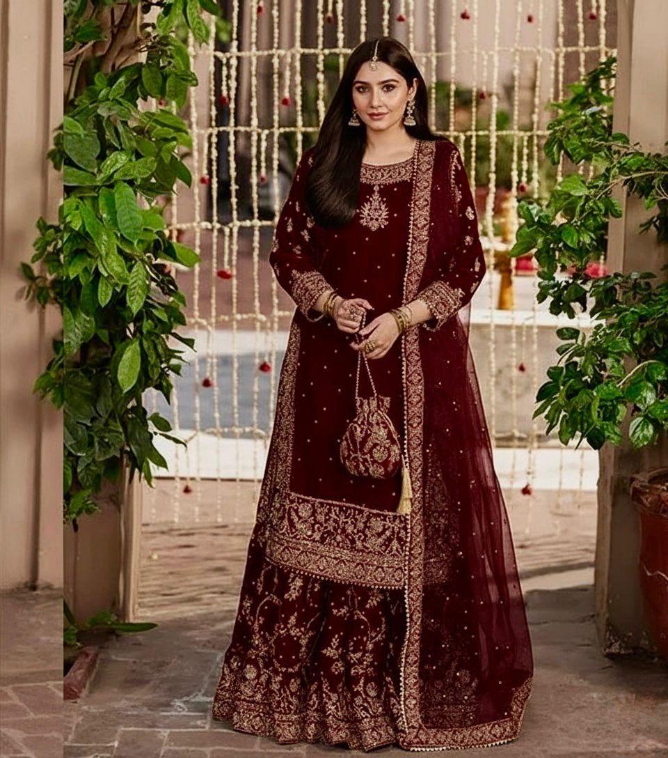 Designer Embroidered Velevet Suit