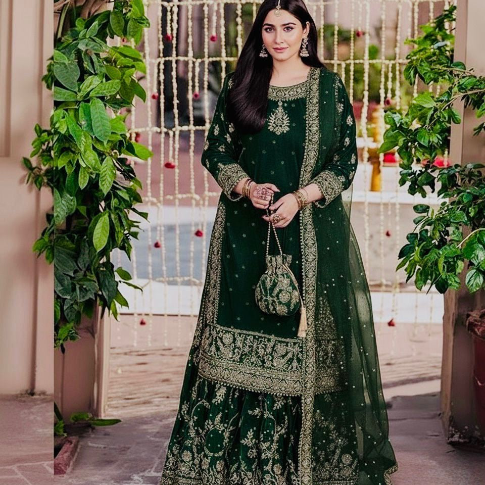 Designer Embroidered Velevet Suit