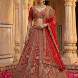 Crafted Bridal Pecock Embroidered Lehenga