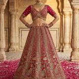 Crafted Bridal Pecock Embroidered Lehenga