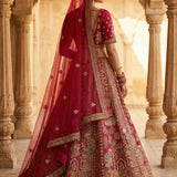 Crafted Bridal Pecock Embroidered Lehenga
