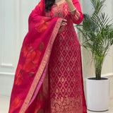 Beautiful Banarasi Silk Straight Suit