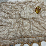 Creamy Bedswork Silk Saree