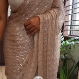 Creamy Bedswork Silk Saree