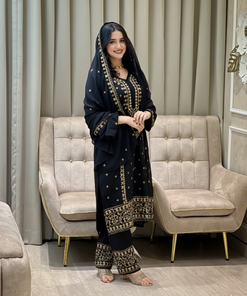 Festive Embroidered Straight Suit