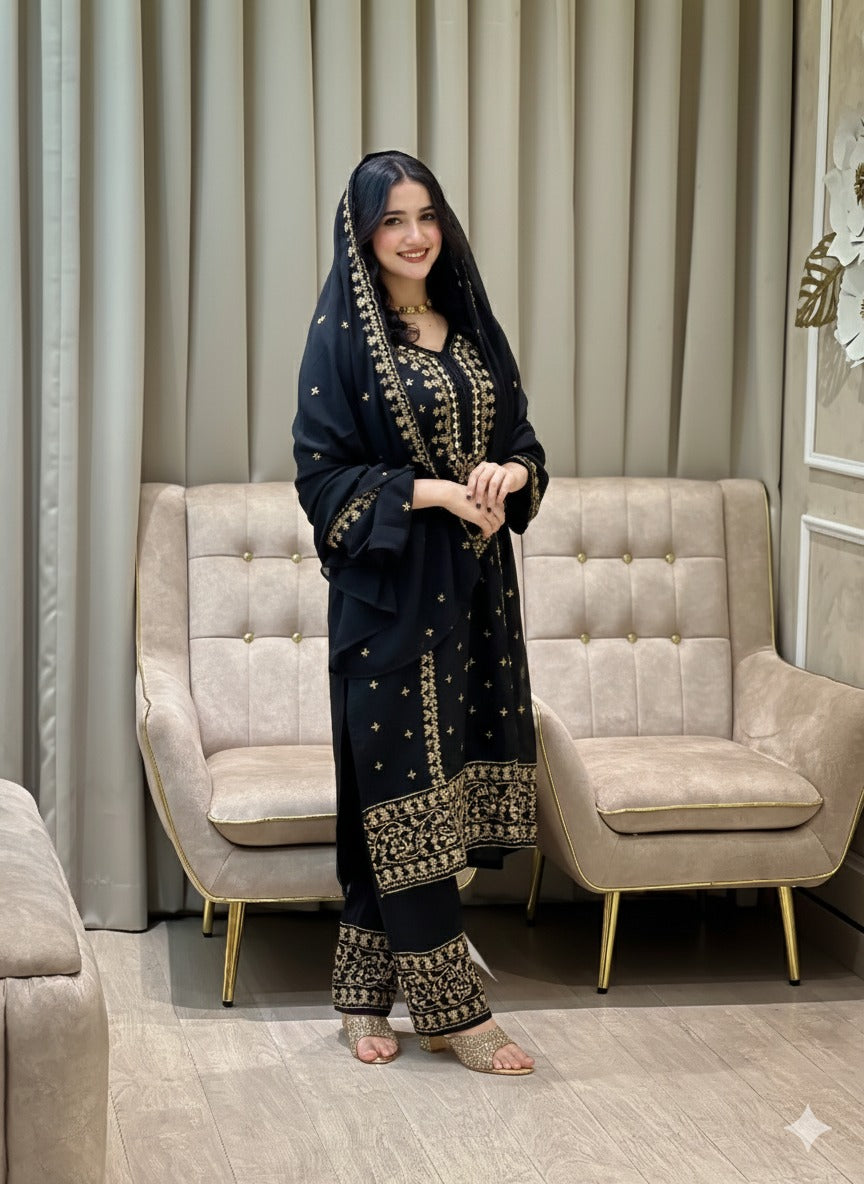 Festive Embroidered Straight Suit