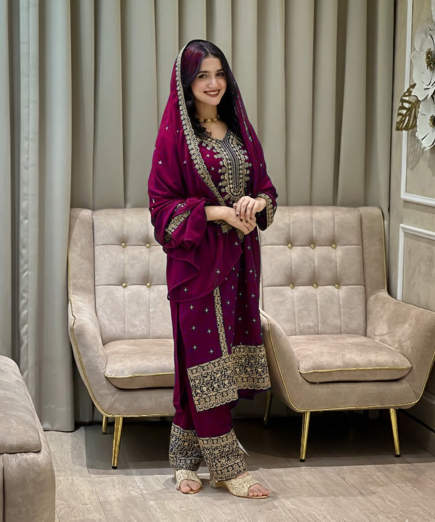 Festive Embroidered Straight Suit