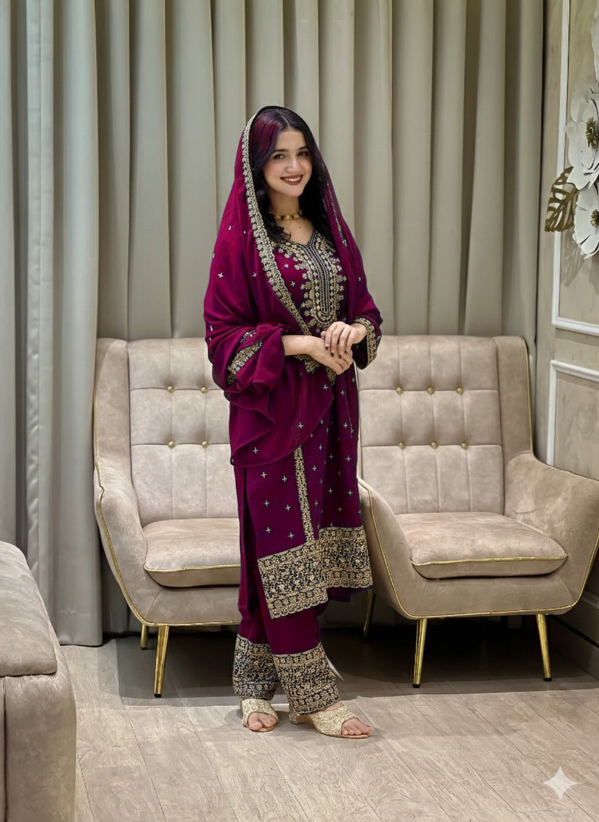 Festive Embroidered Straight Suit