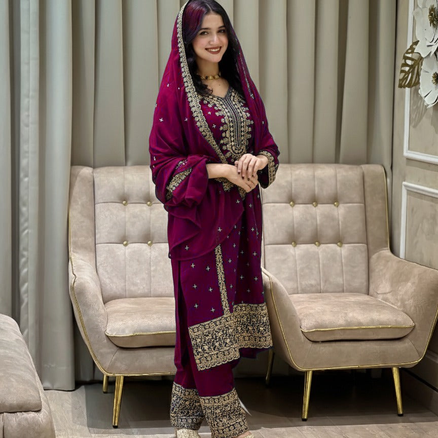 Festive Embroidered Straight Suit