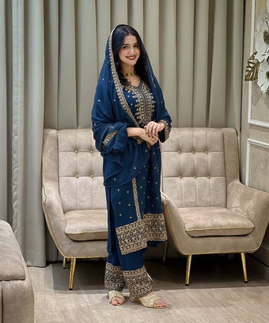 Festive Embroidered Straight Suit