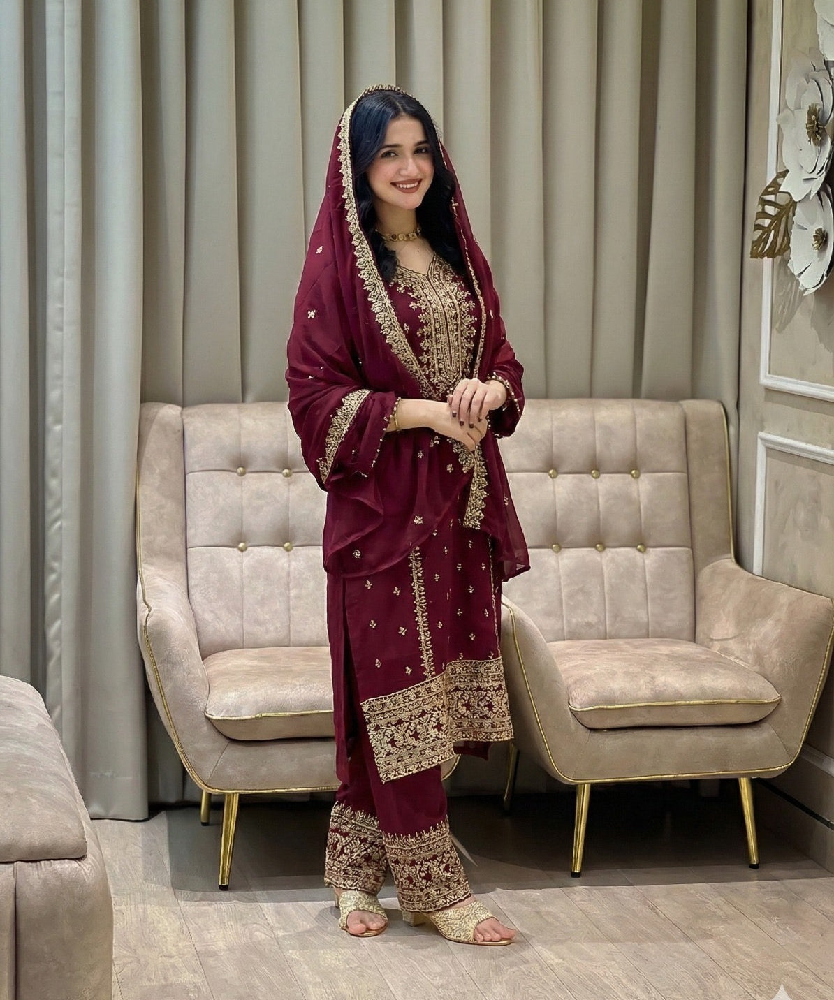 Festive Embroidered Straight Suit