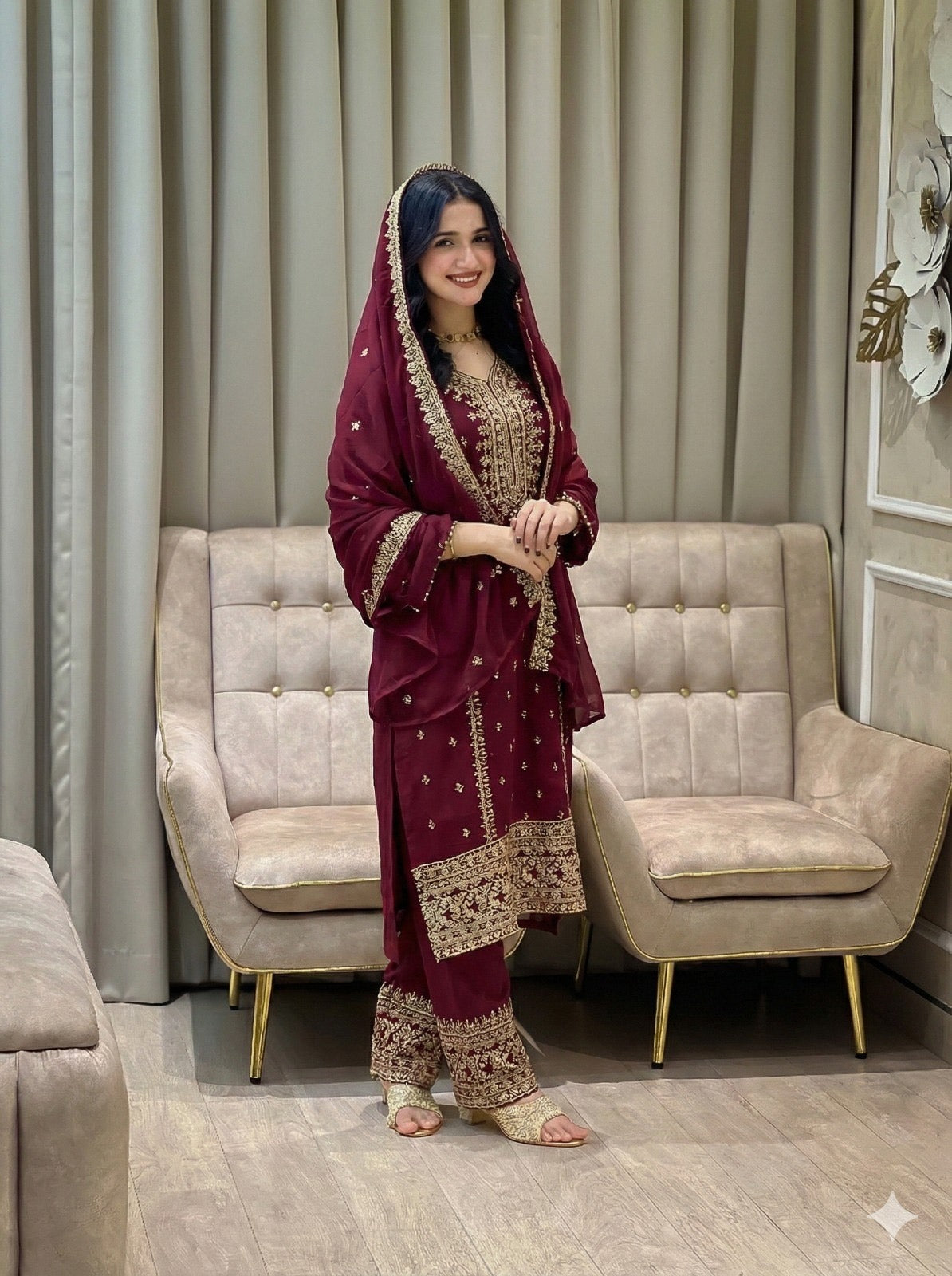 Festive Embroidered Straight Suit