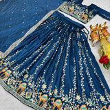 Designer Wedding Vichitra Silk Lehenga