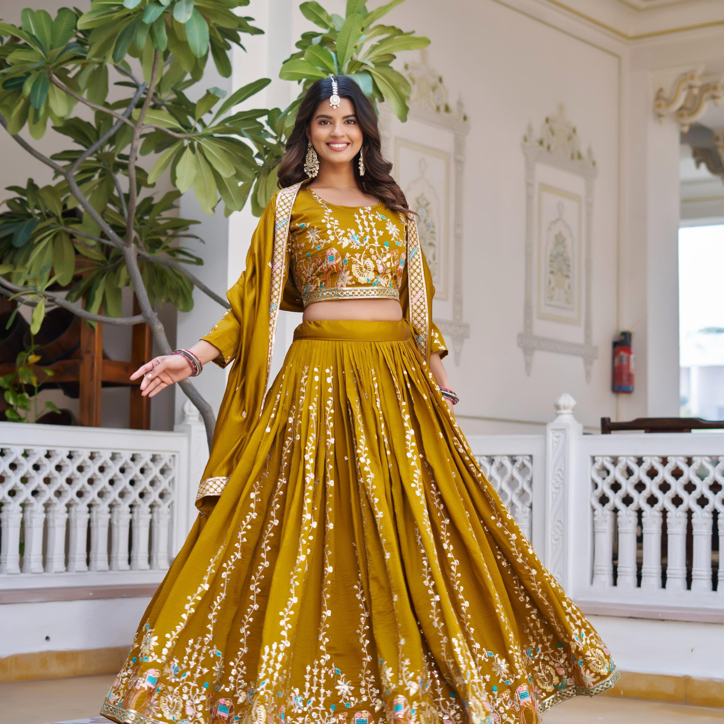 Designer Wedding Vichitra Silk Lehenga
