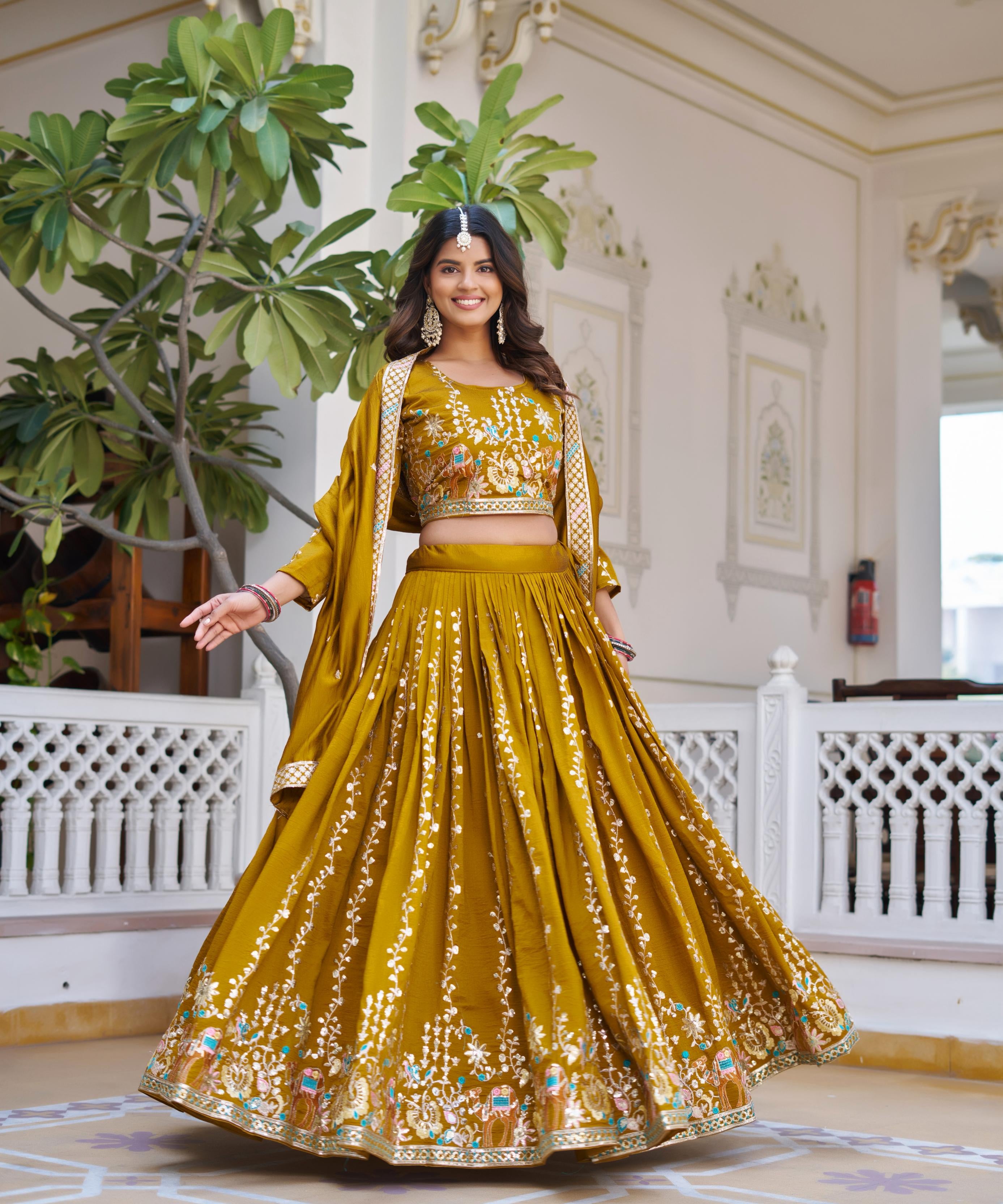 Designer Wedding Vichitra Silk Lehenga