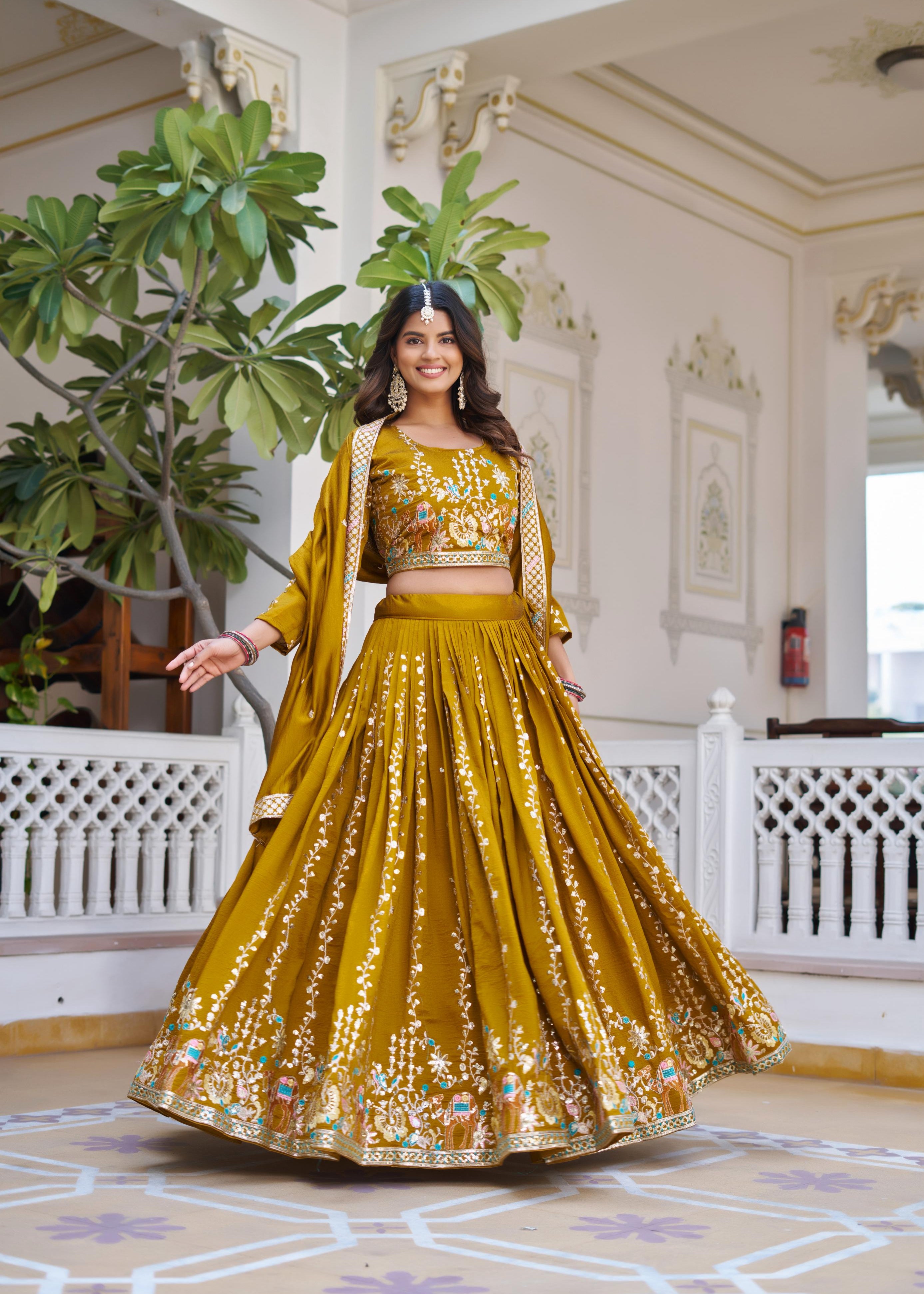 Designer Wedding Vichitra Silk Lehenga