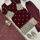 Elegant Brown Embroidered Suit