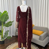 Elegant Brown Embroidered Suit