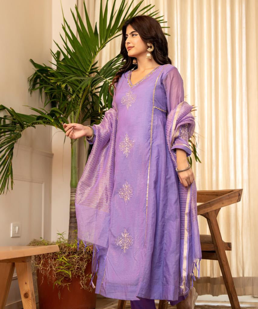 Premium Mul Chanderi Kurti Pant Set