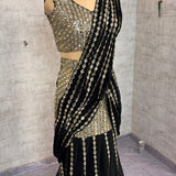Fancy Black Mirror Ready To Wear Saree