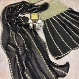 Fancy Black Mirror Ready To Wear Saree