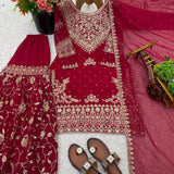 Maroon Embroidered Top Plazzo