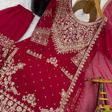 Maroon Embroidered Top Plazzo