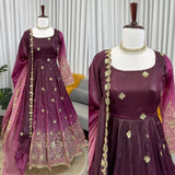 Elegance Chinon Silk Anarkali Gown