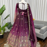 Elegance Chinon Silk Anarkali Gown