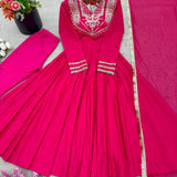 Pink Roman Silk Anarkali Gown