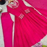 Pink Roman Silk Anarkali Gown