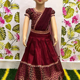 Traditional Jacquard Silk Kids Lehenga