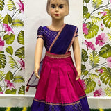 Traditional Jacquard Silk Kids Lehenga