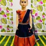 Traditional Jacquard Silk Kids Lehenga