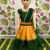 Traditional Jacquard Silk Kids Lehenga