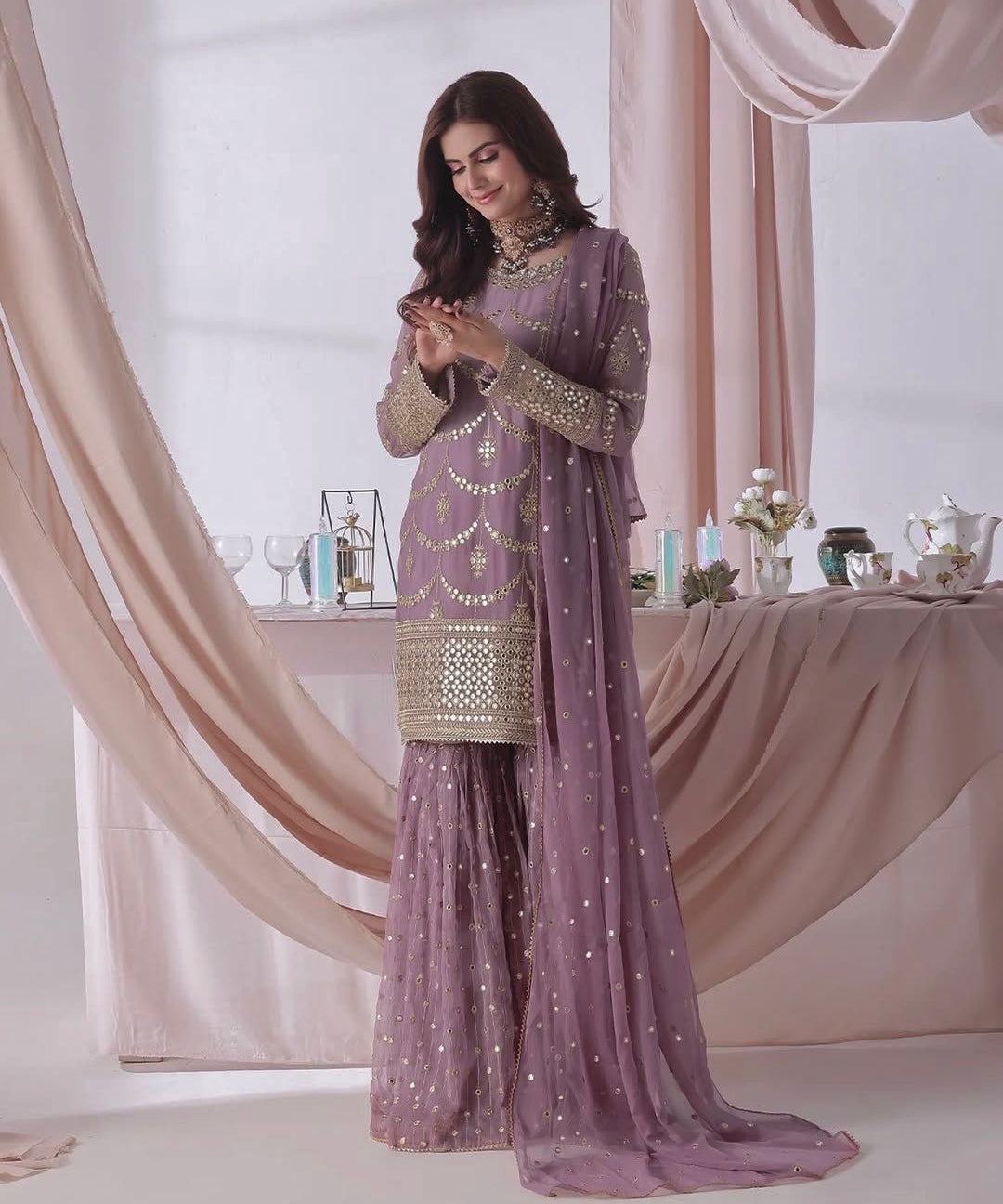 Stylish Embroidered Top Sharara