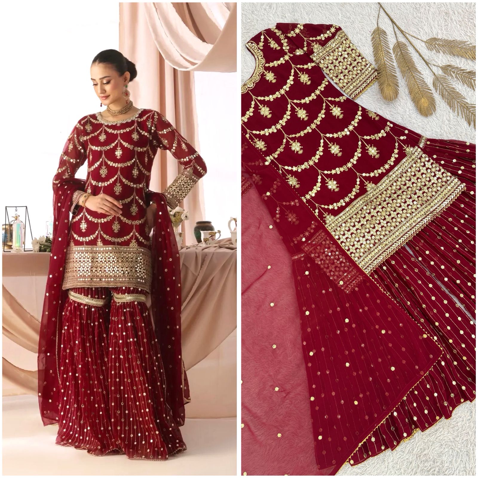 Stylish Embroidered Top Sharara