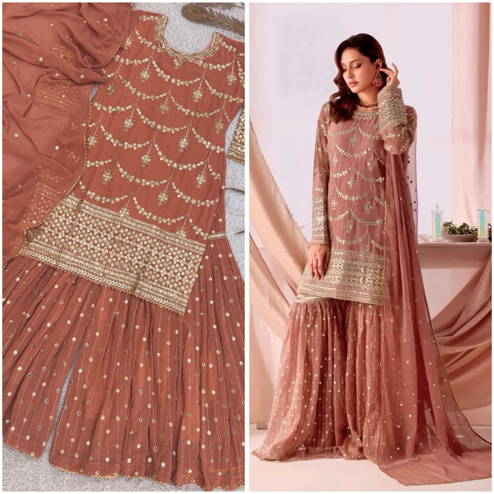 Stylish Embroidered Top Sharara