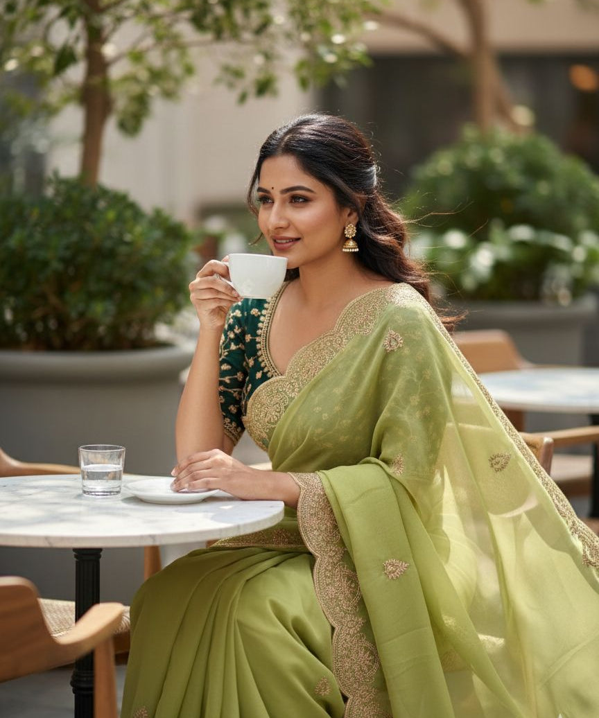 Celebrity Georgette Embroidered Saree