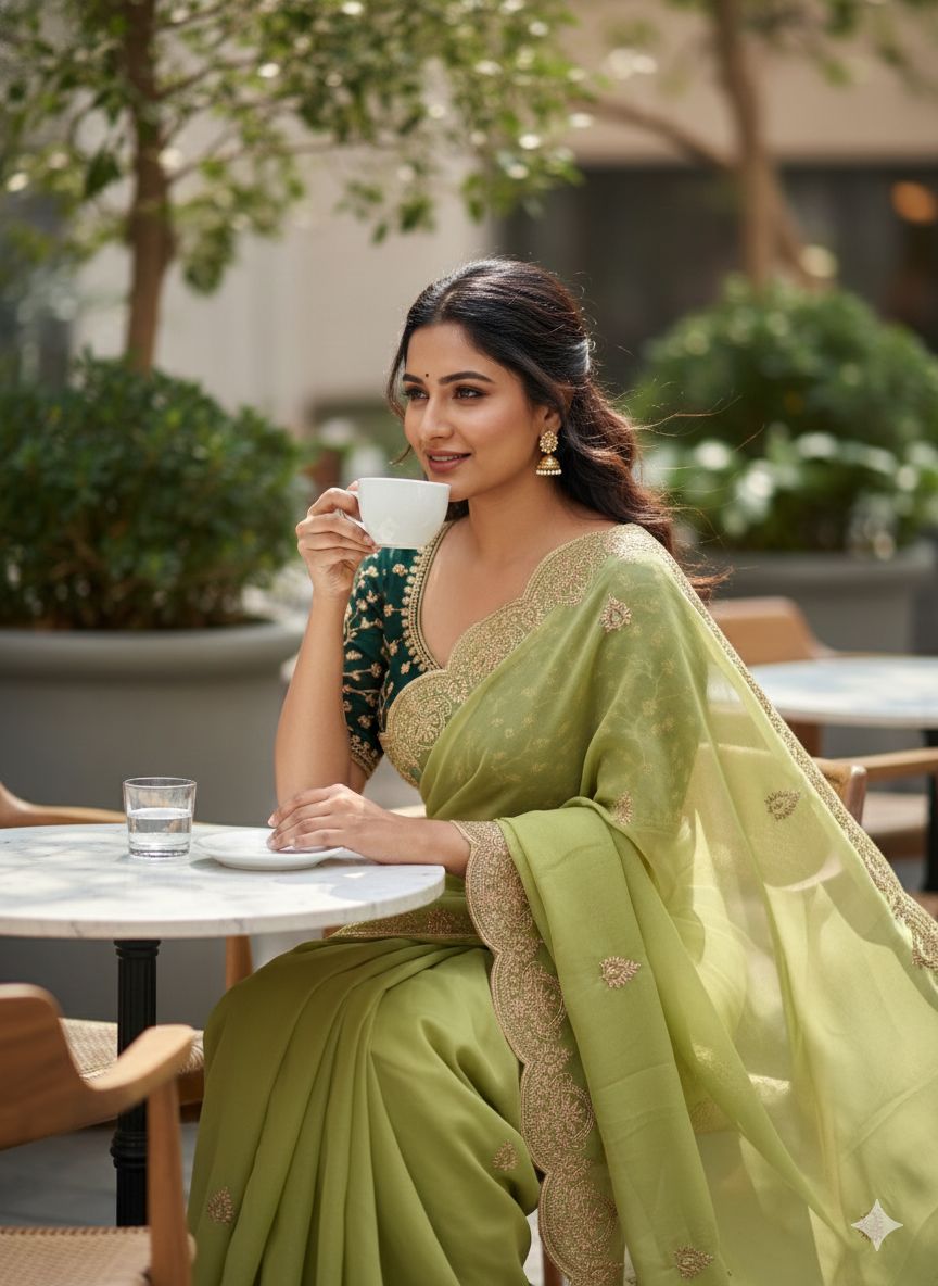 Celebrity Georgette Embroidered Saree