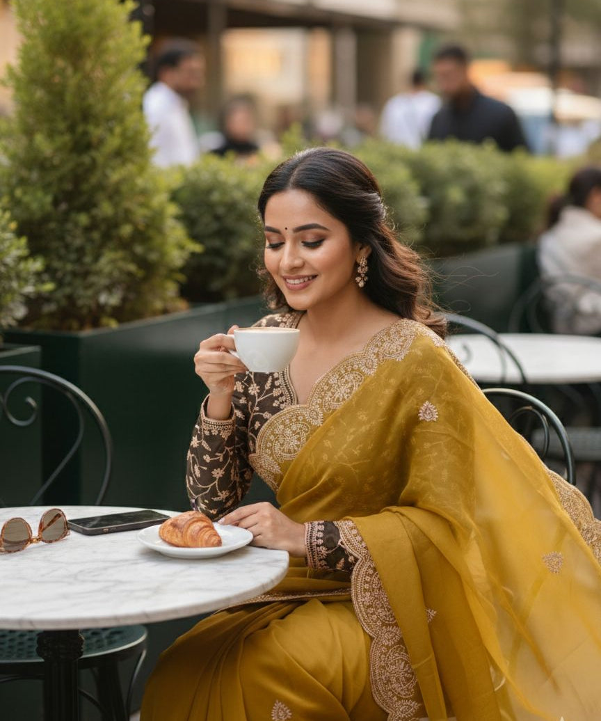 Celebrity Georgette Embroidered Saree