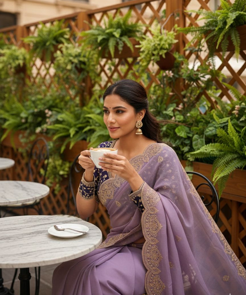 Celebrity Georgette Embroidered Saree