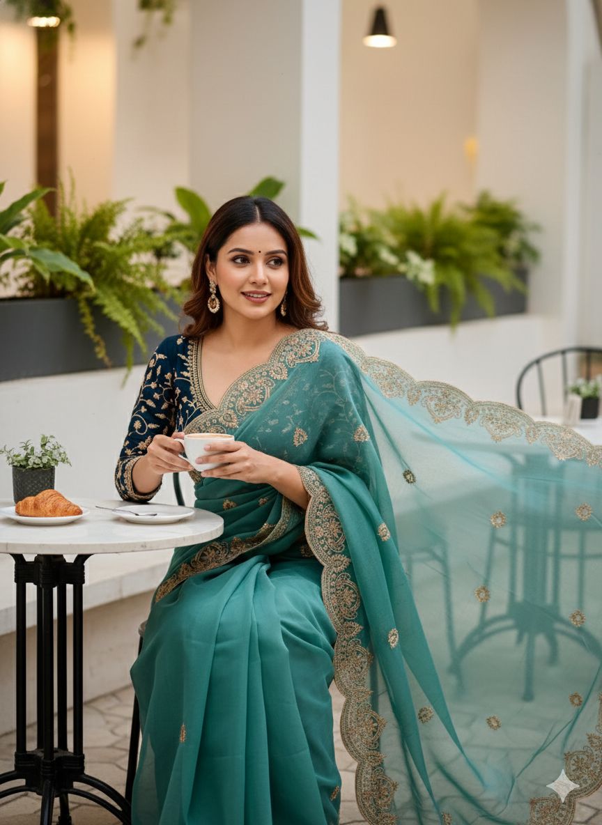 Celebrity Georgette Embroidered Saree