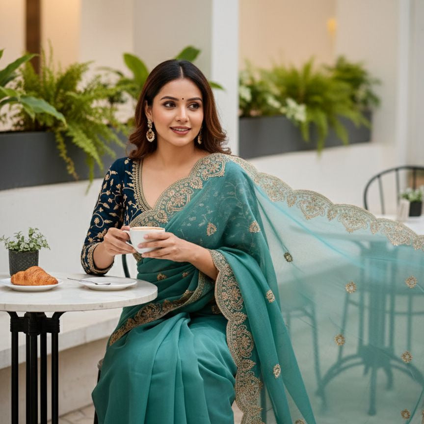 Celebrity Georgette Embroidered Saree