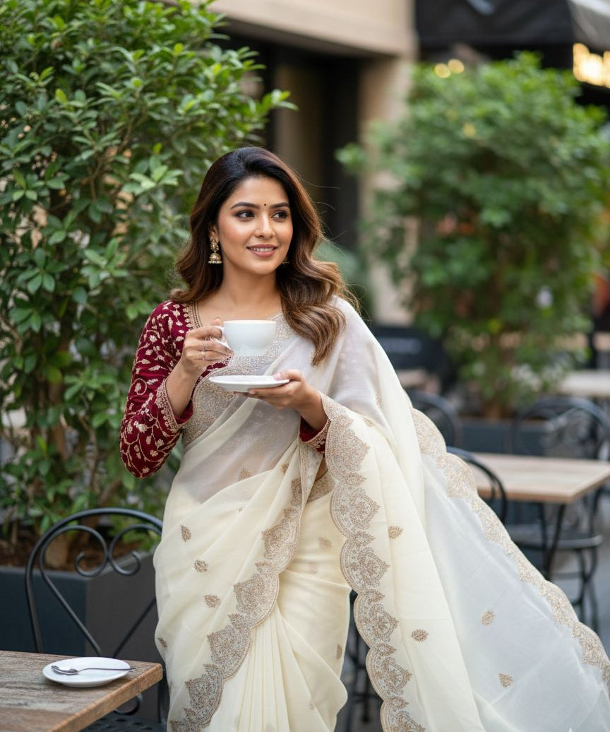 Celebrity Georgette Embroidered Saree