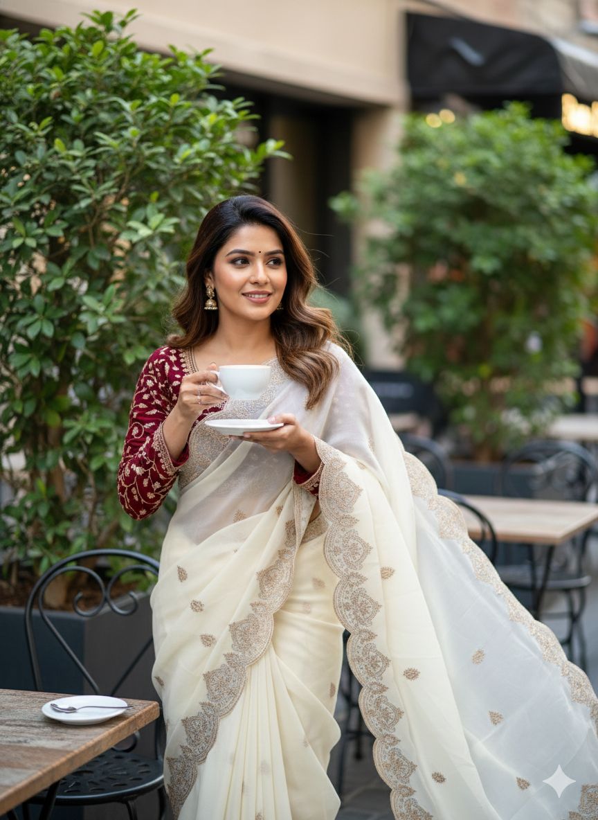 Celebrity Georgette Embroidered Saree