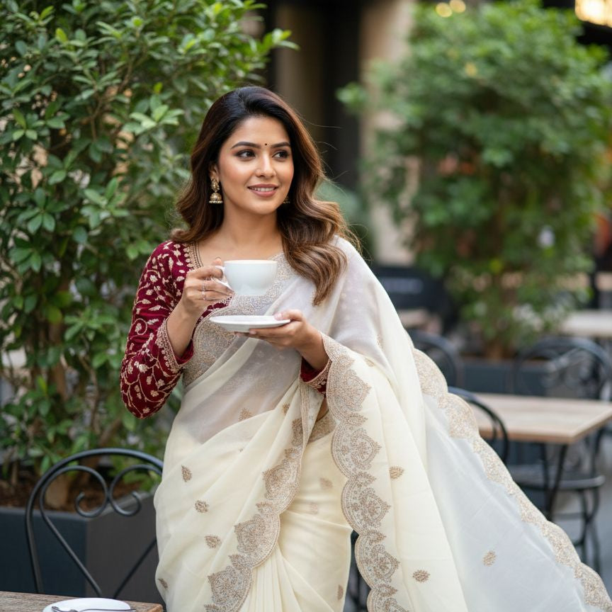 Celebrity Georgette Embroidered Saree