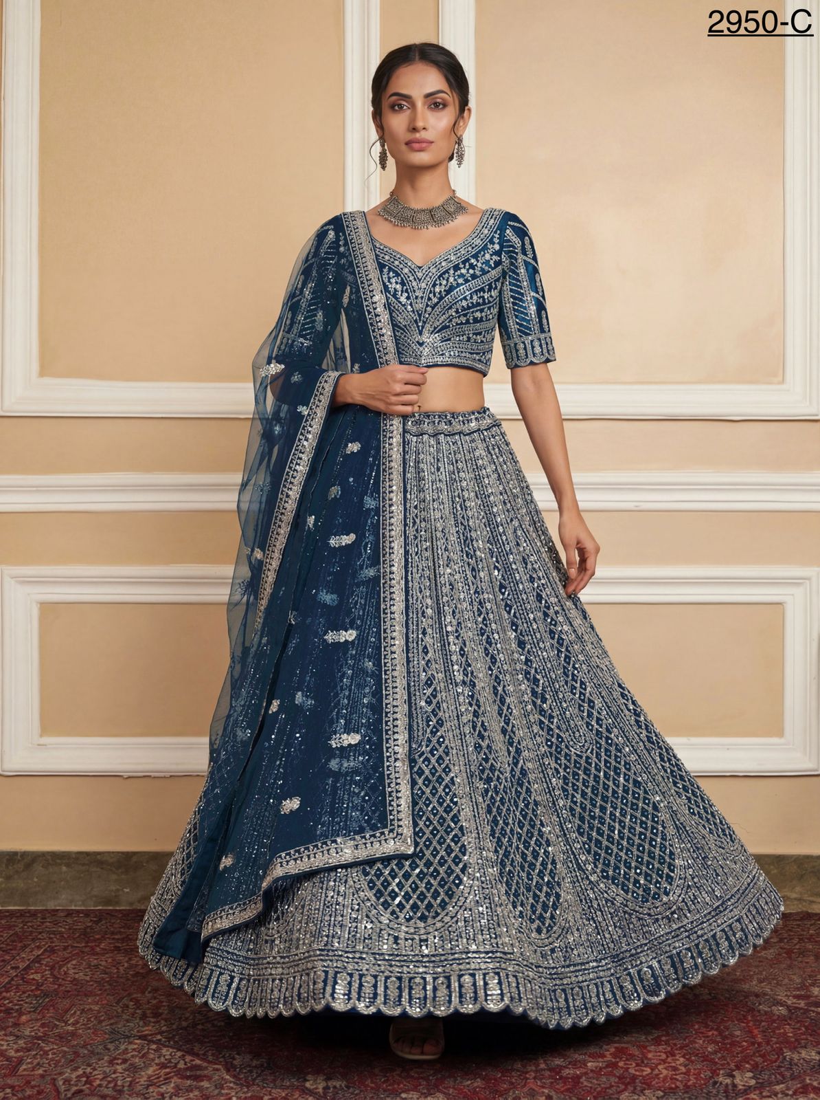 Royal Bridal Embroidered Moti Work Lehenga