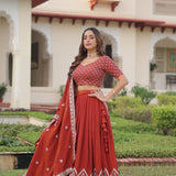 Traditional Vichitra Silk Embroidered Lehenga