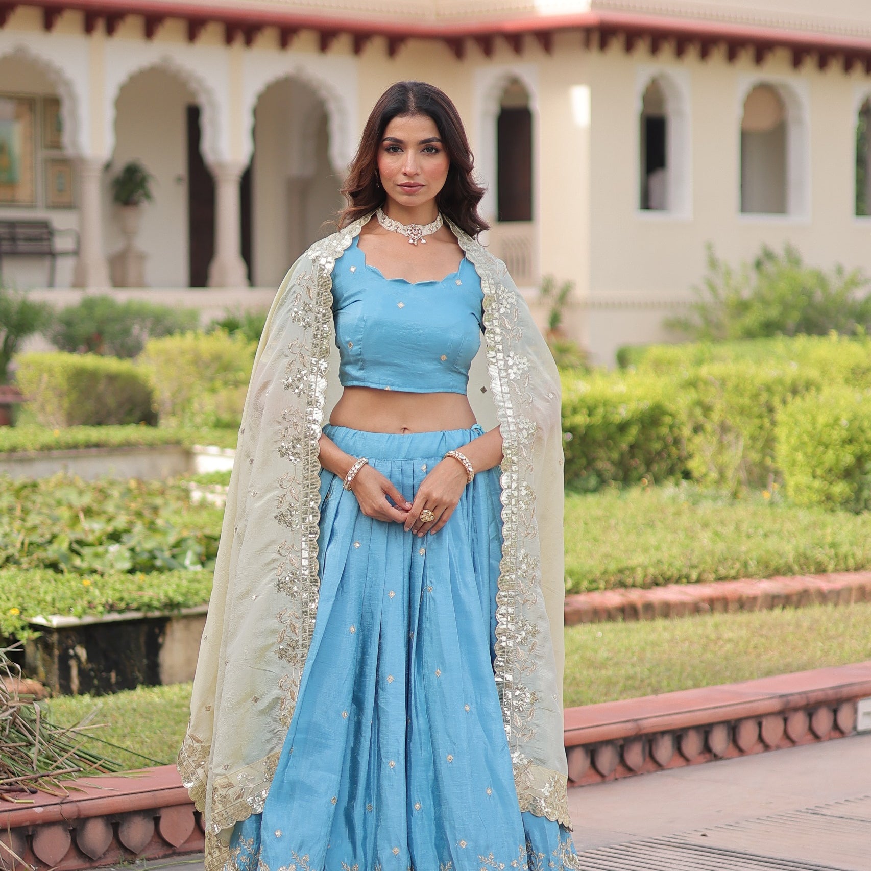 Designer Gold Crush Lehenga Choli